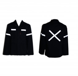 OVERALLS JACKET FLAME RETARDANT NAVY COMES WITH 25MM REF TAPE AND 300MM CROSS